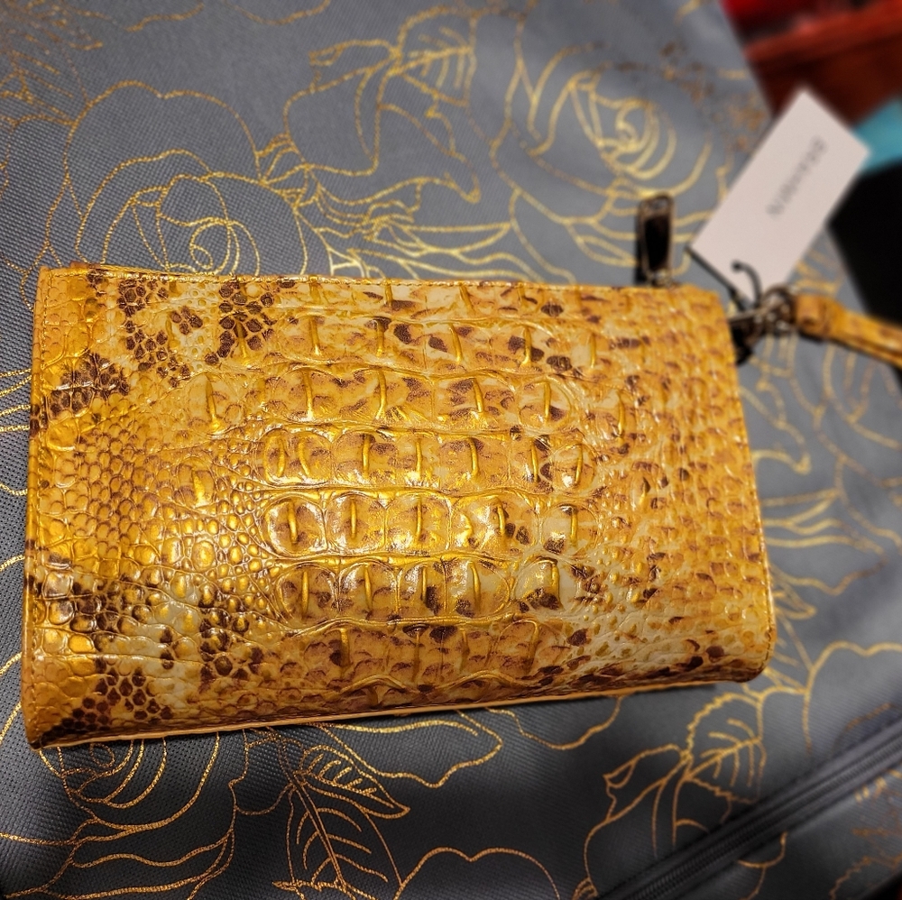 Brahmin Gold Croc  Clutch Wristlet NWT